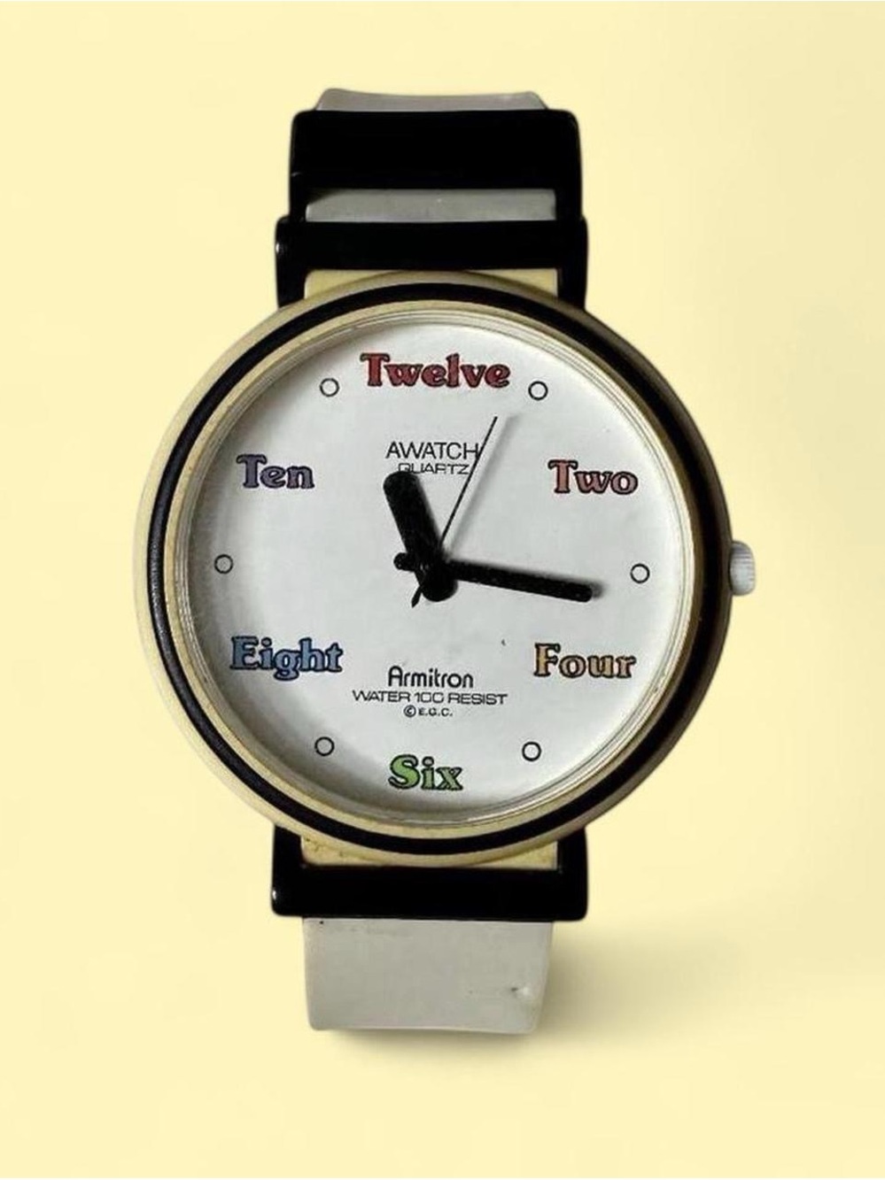 Vintage Armitron White Dial Black Strap Quartz Watch